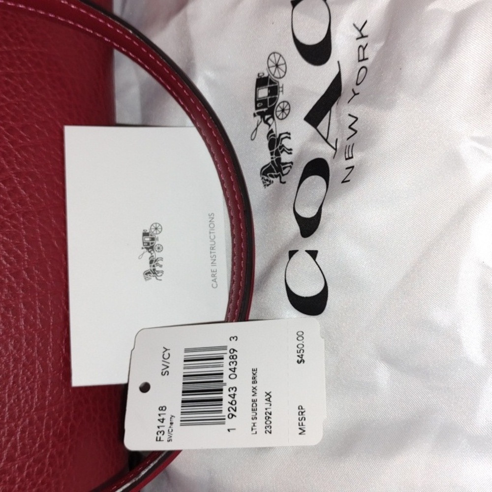 Coach Brooke Leather Suede Cherry crossbody satchel F31418. NWT - Picture 7 of 16